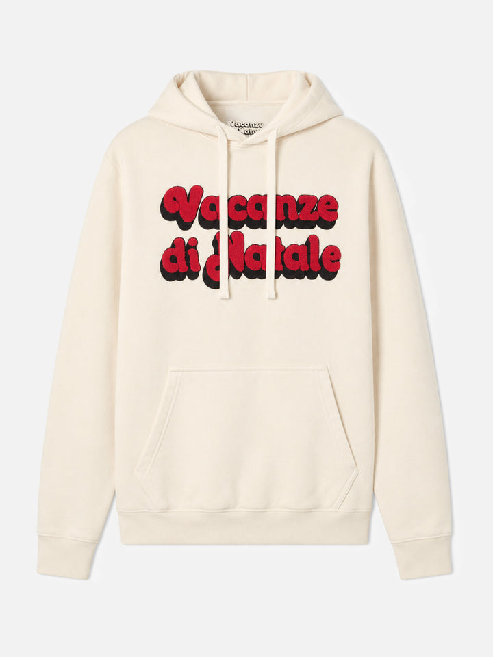 Weißer Tribeca Hoodie aus Baumwolle mit „Vacanze di Natale“-Stickerei | VACANZE DI NATALE SPECIAL EDITION 