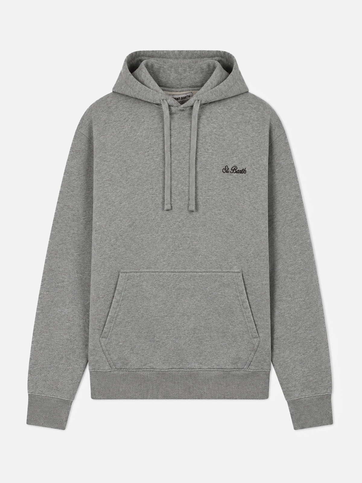 Tribeca cotton sweatshirt in grey melange solid color with logo embroidery