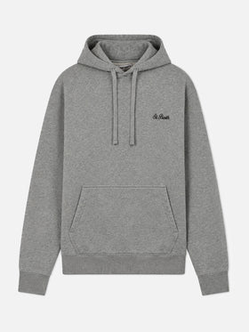 Tribeca cotton sweatshirt in grey melange solid color with logo embroidery