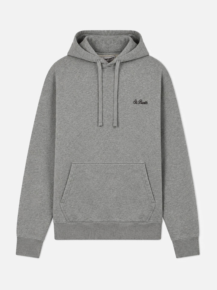 Sweat-shirt Tribeca en coton gris chiné uni avec logo brodé 