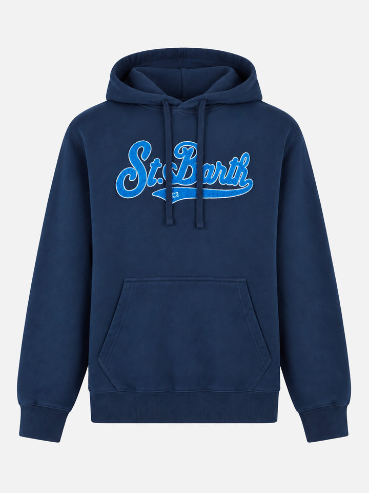 Sweat à capuche bleu Tribeca avec patch en tissu éponge 