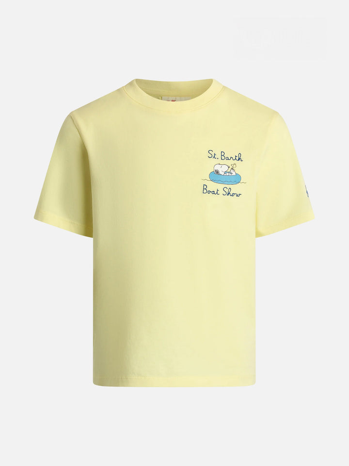 T-shirt da bambino in cotone con stampa Snoopy e ricamo St. Barth boat show | EDIZIONE SPECIALE SNOOPY PEANUTS