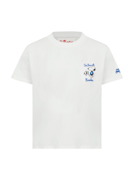 Cotton t-shirt with St. Barth bomber embroidery and Snoopy print | SNOOPY PEANUTS® SPECIAL EDITION - MC2 Saint Barth