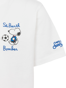 Cotton t-shirt with St. Barth bomber embroidery and Snoopy print | SNOOPY PEANUTS® SPECIAL EDITION - MC2 Saint Barth