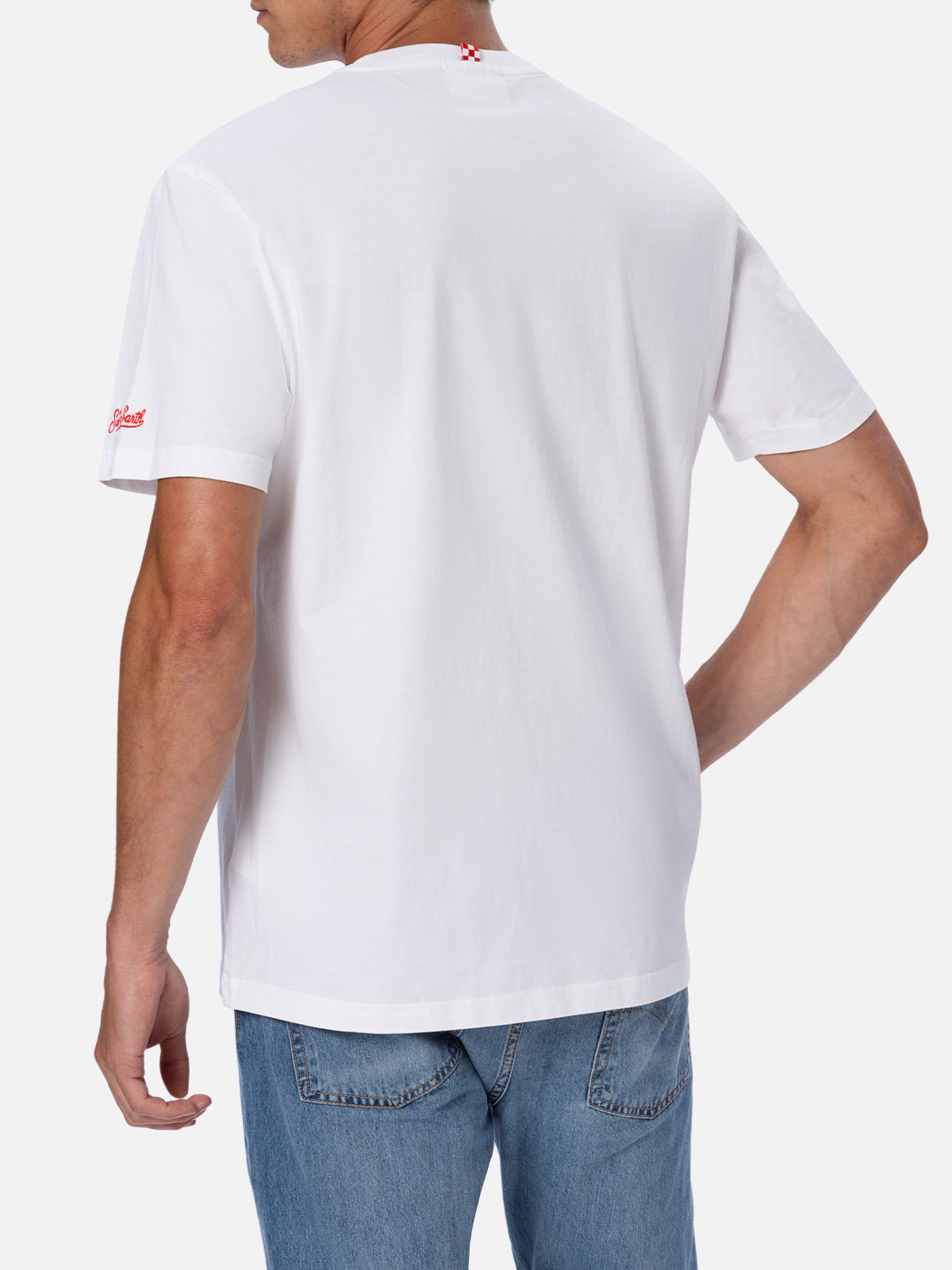 Man cotton t-shirt with Montecarlo placed print and embroidery - MC2 Saint Barth