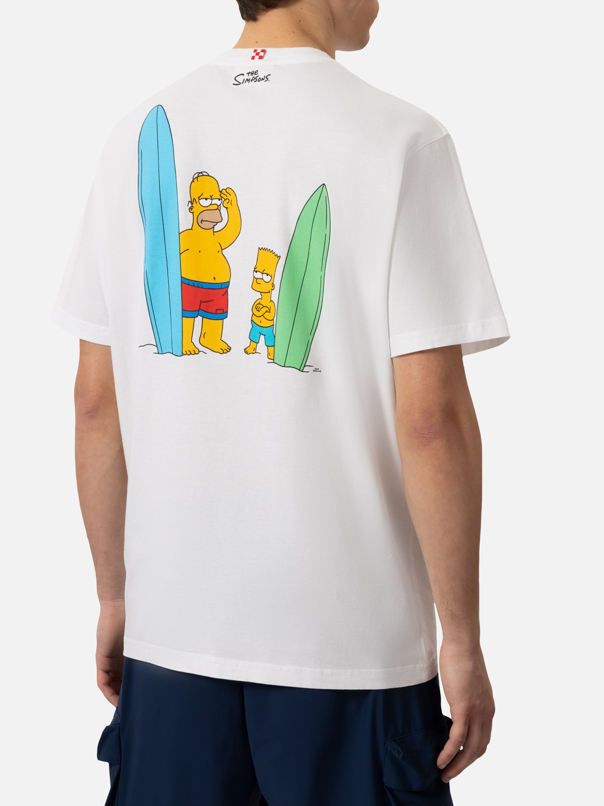 Man cotton t-shirt with The Simpson front embroidery and back print | THE SIMPSON SPECIAL EDITION - MC2 Saint Barth