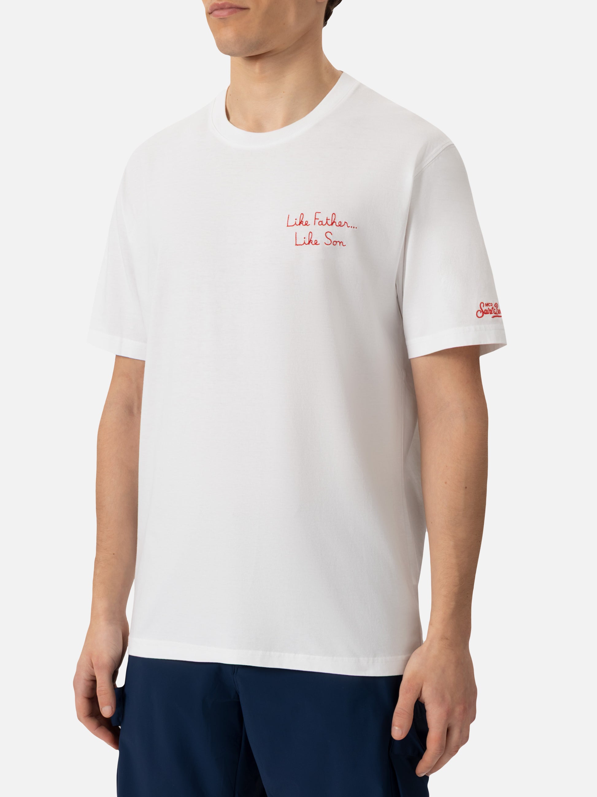 Man cotton t-shirt with The Simpson front embroidery and back print | THE SIMPSON SPECIAL EDITION - MC2 Saint Barth