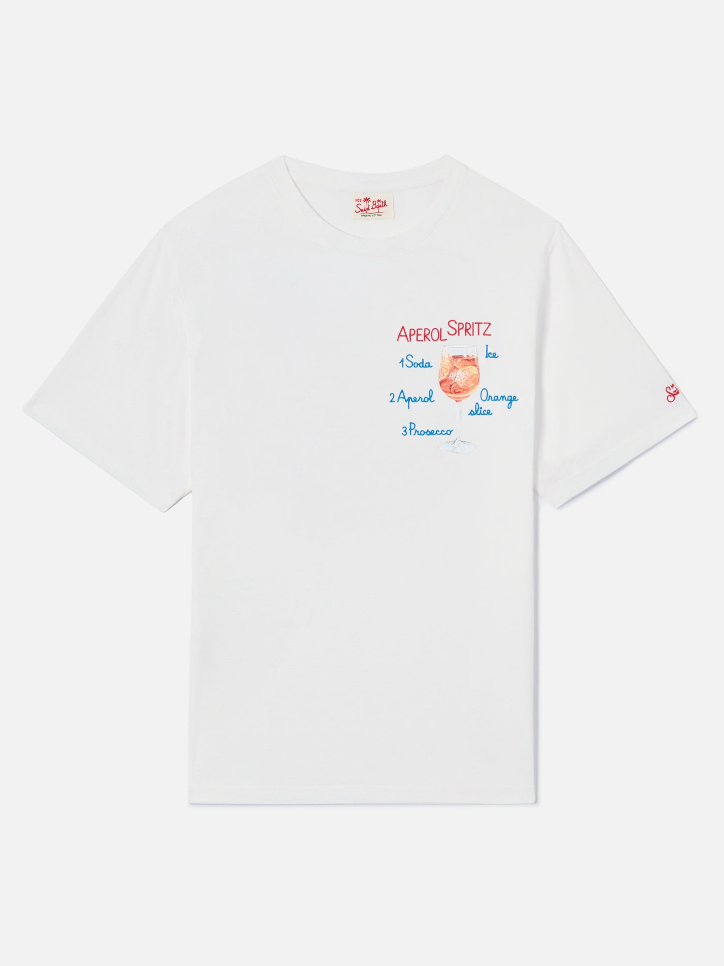 Herren-T-Shirt aus Baumwolle mit Aperol Spritz-Stickerei vorne | APEROL SONDEREDITION