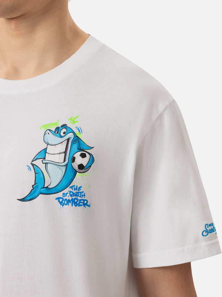 Cotton T-shirt with Cryptopuppets Shark bomber print | CRYPTOPUPPETS SPECIAL EDITION - MC2 Saint Barth