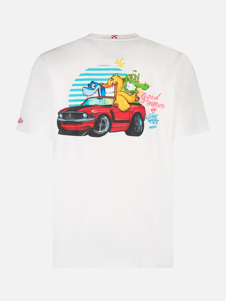 Man cotton t-shirt with Cryptopuppets Good Fellas placed print | CRYPTOPUPPETS SPECIAL EDITION - MC2 Saint Barth