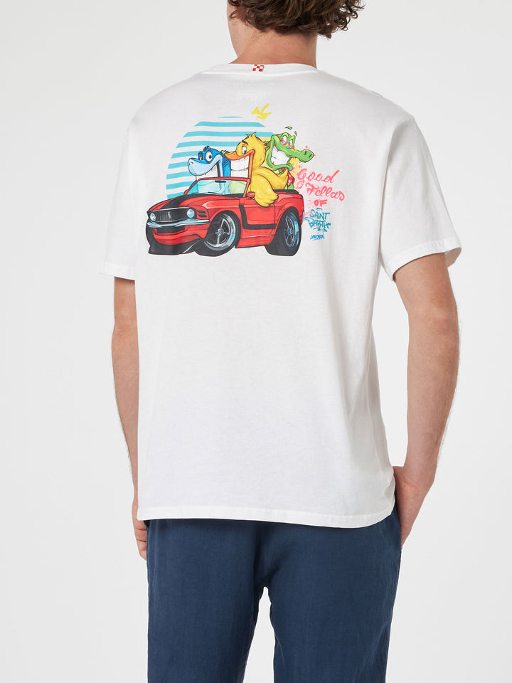 Man cotton t-shirt with Cryptopuppets Good Fellas placed print | CRYPTOPUPPETS SPECIAL EDITION - MC2 Saint Barth