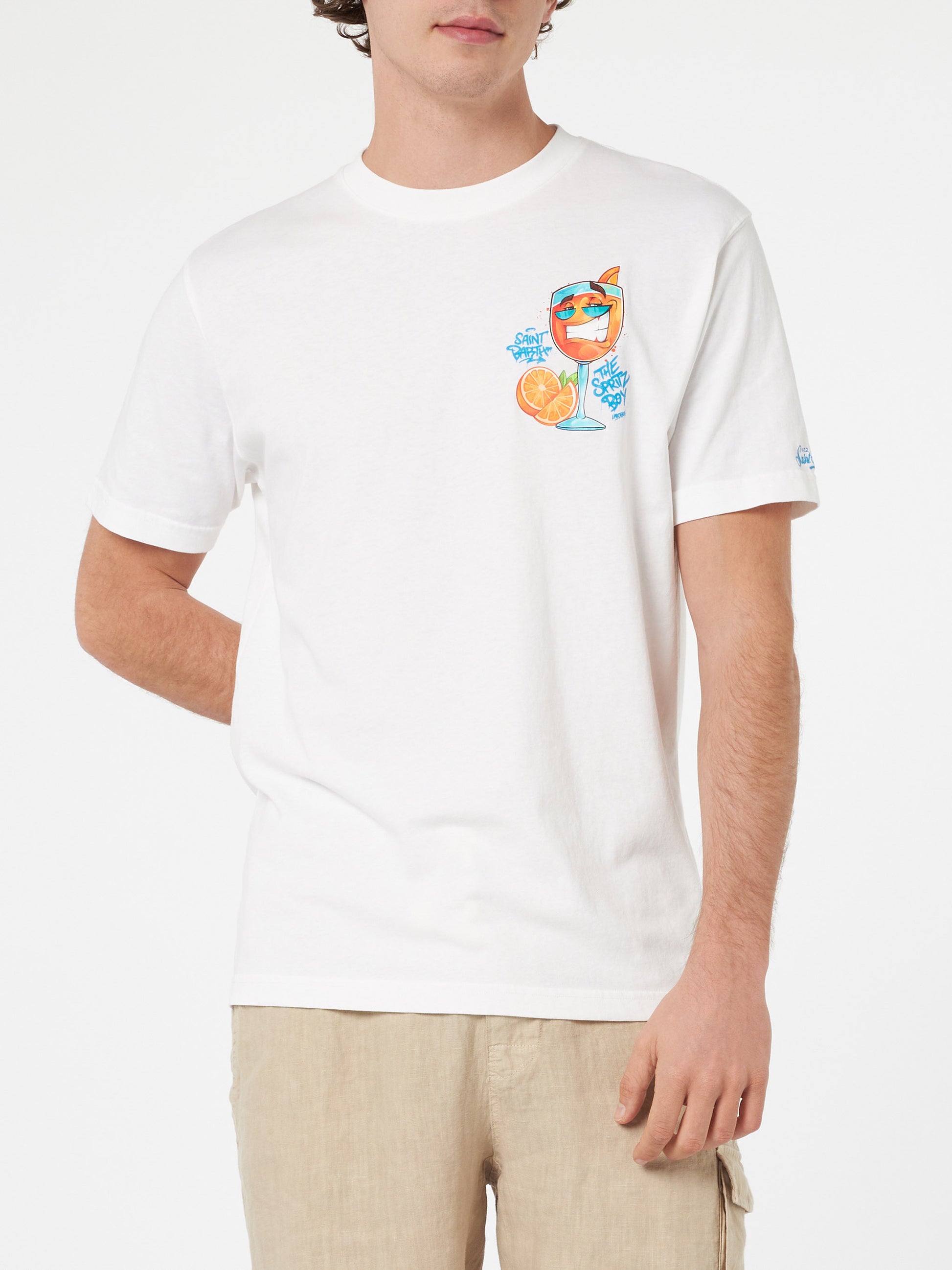 Man cotton t-shirt with Cryptopuppets Spritz front and back placed print | CRYPTOPUPPETS SPECIAL EDITION - MC2 Saint Barth