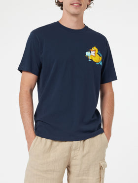 Man cotton t-shirt with Cryptopuppets Ducky Gin front and back placed print | CRYPTOPUPPETS SPECIAL EDITION - MC2 Saint Barth