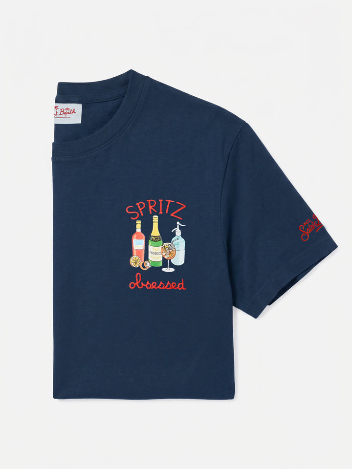 T-shirt con ricamo Spritz obsessed blu