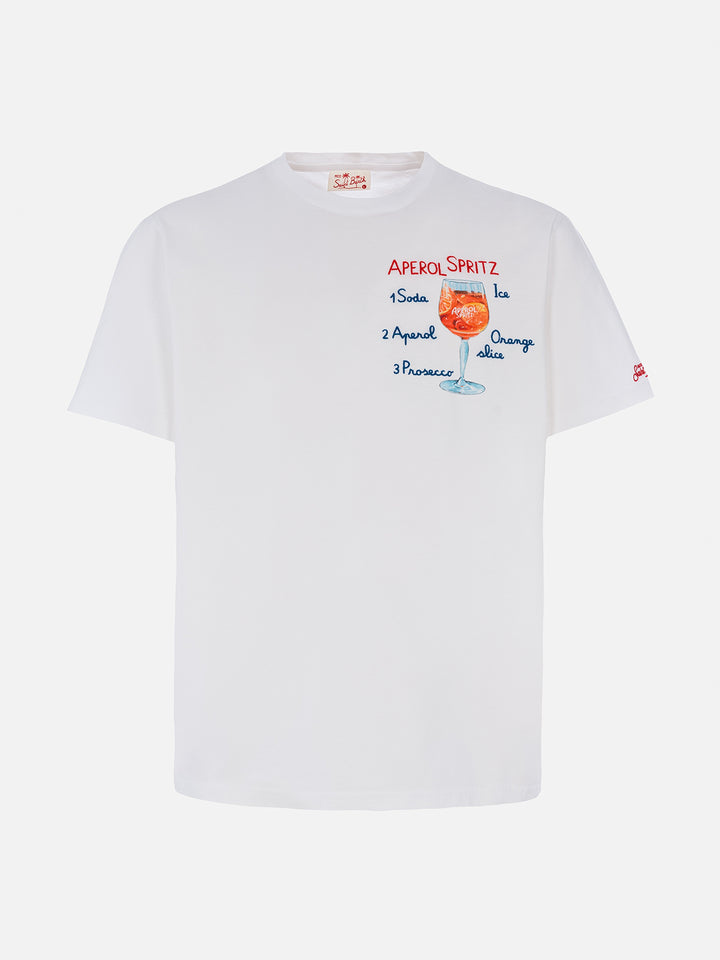 Man cotton t-shirt with Aperol spritz print and embroidery | APEROL SPECIAL EDITION - MC2 Saint Barth