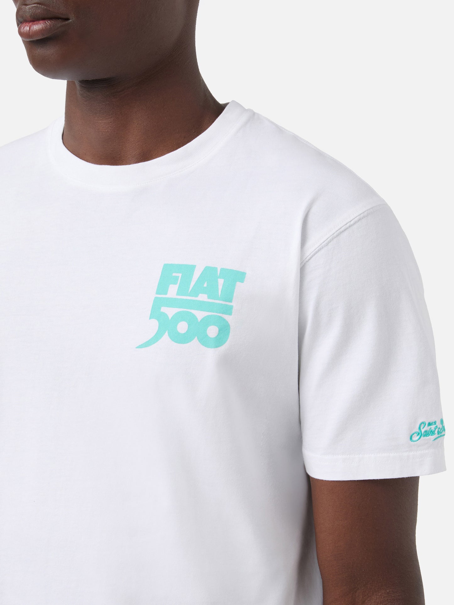 Fiat 500 Spiaggina t-shirt with front and back print in white | Special Edition