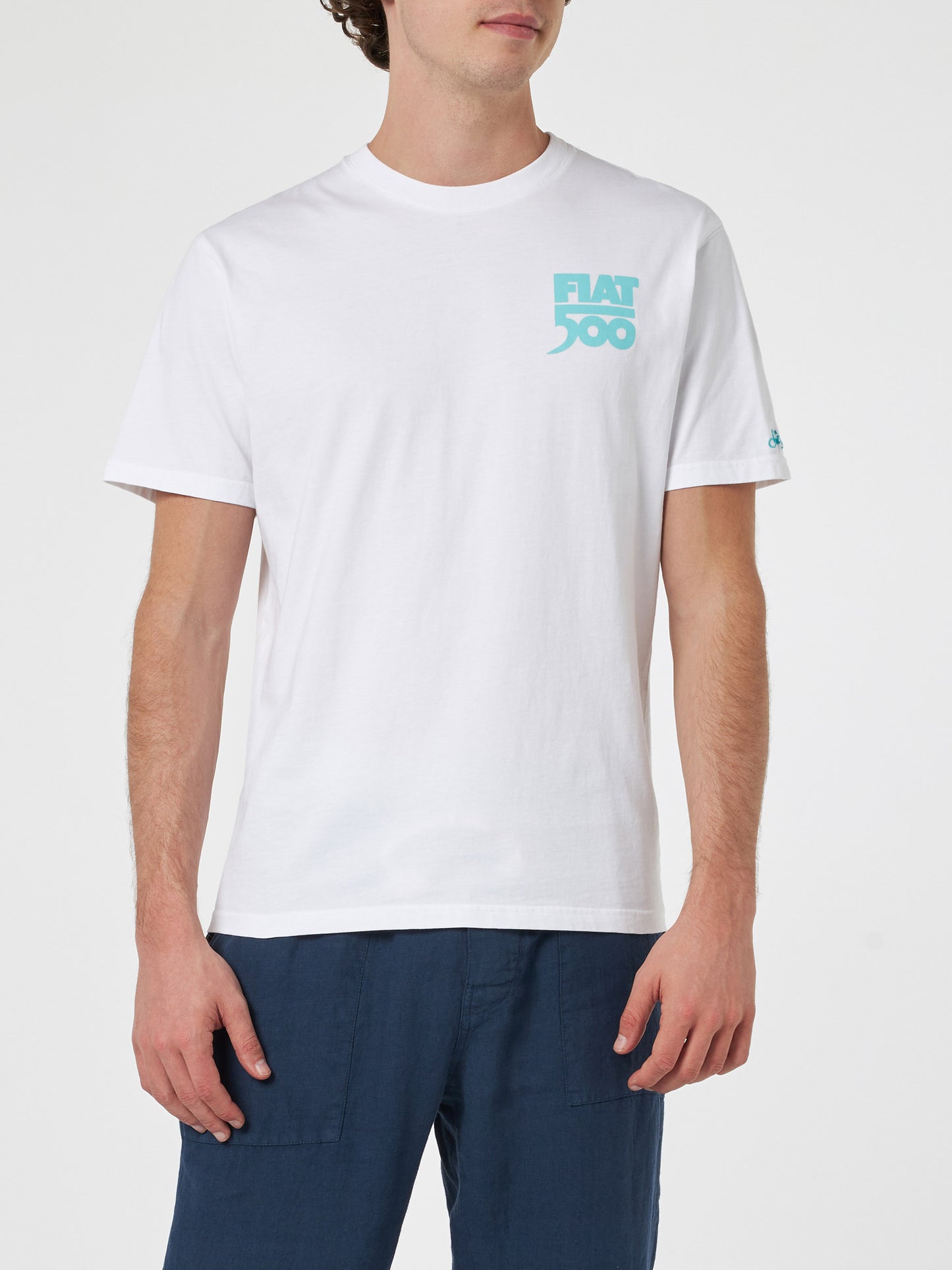 Man cotton t-shirt with Spiaggina front and back placed print | FIAT 500 SPECIAL EDITION - MC2 Saint Barth