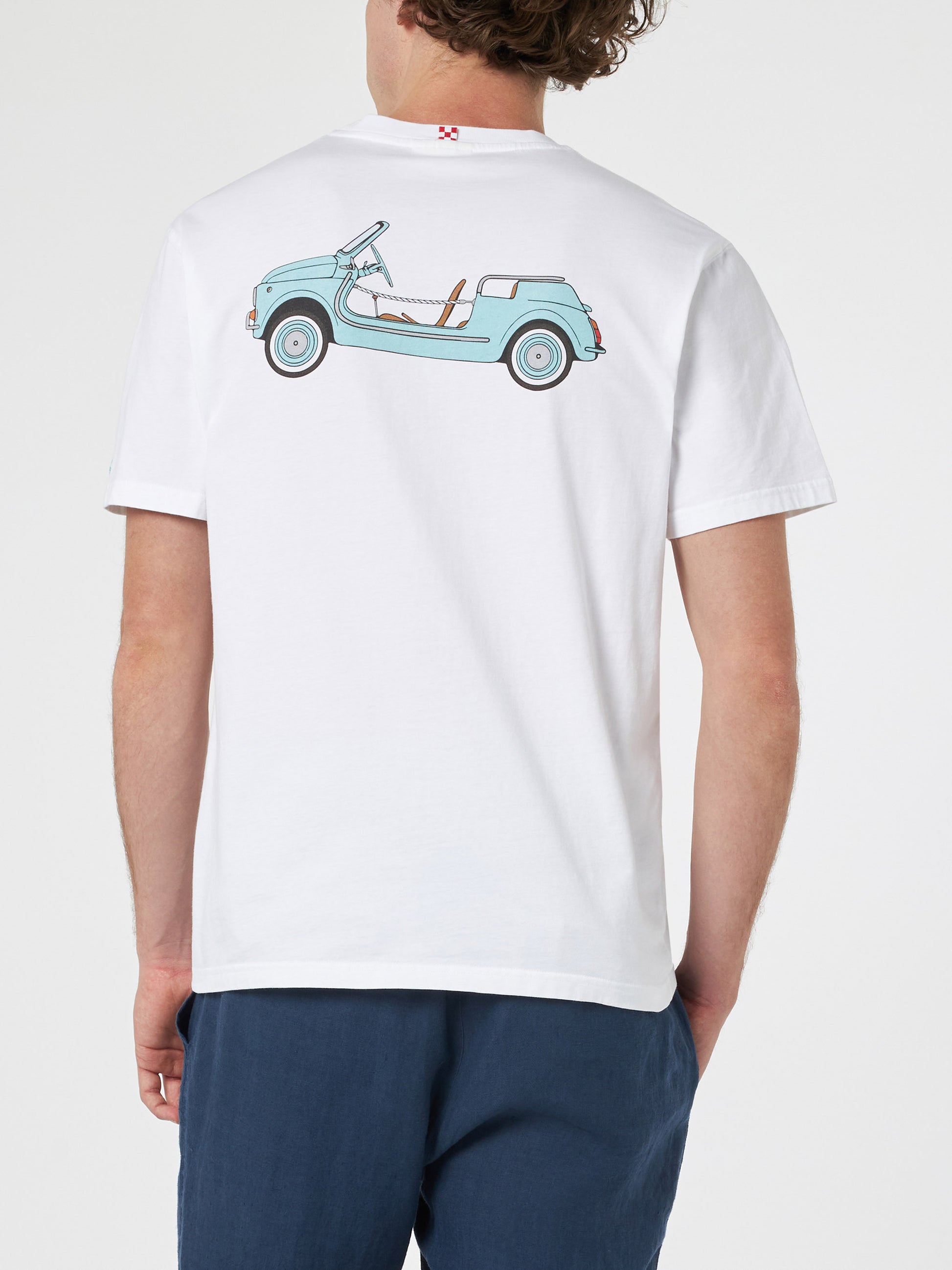 Man cotton t-shirt with Spiaggina front and back placed print | FIAT 500 SPECIAL EDITION - MC2 Saint Barth