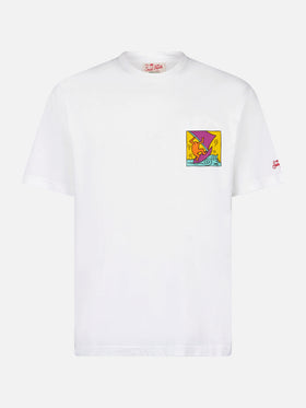 T-shirt da uomo in cotone con stampa fronte e retro del disegno Keith Haring | KEITH HARING EDIZIONE SPECIALE