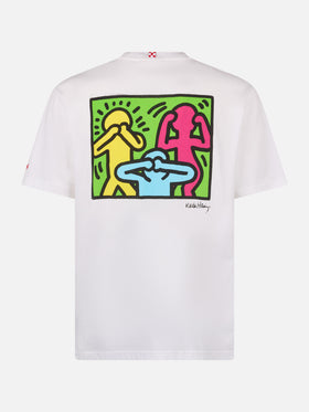 Man cotton t-shirt with Keith Haring design front and back print | KEITH HARING SPECIAL EDITION - MC2 Saint Barth