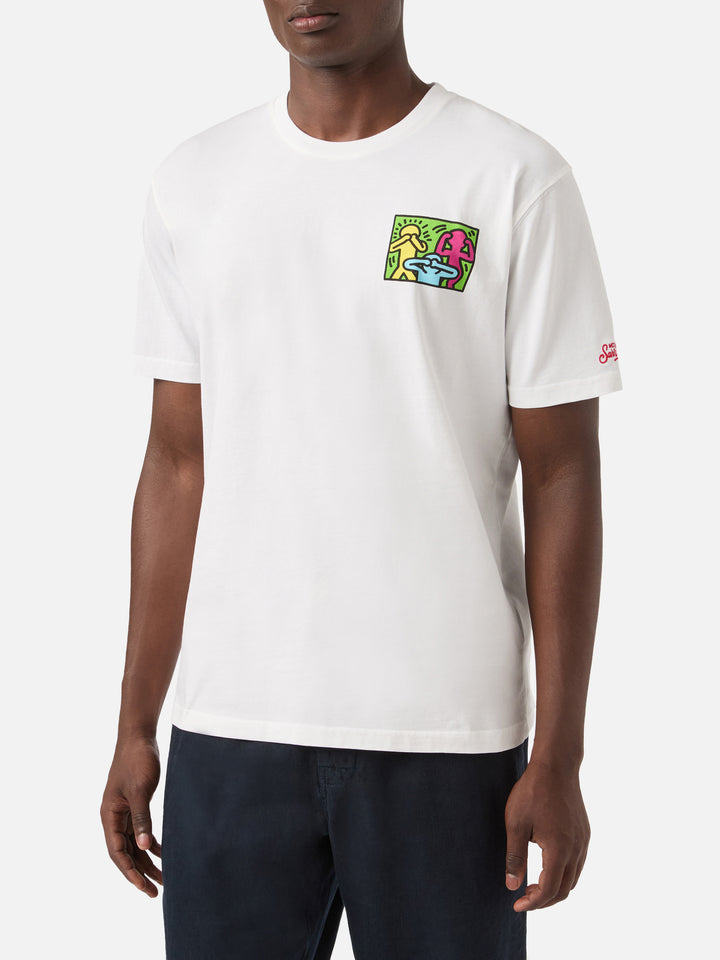 Keith Haring People t-shirt with front and back print in white | Special Edition
