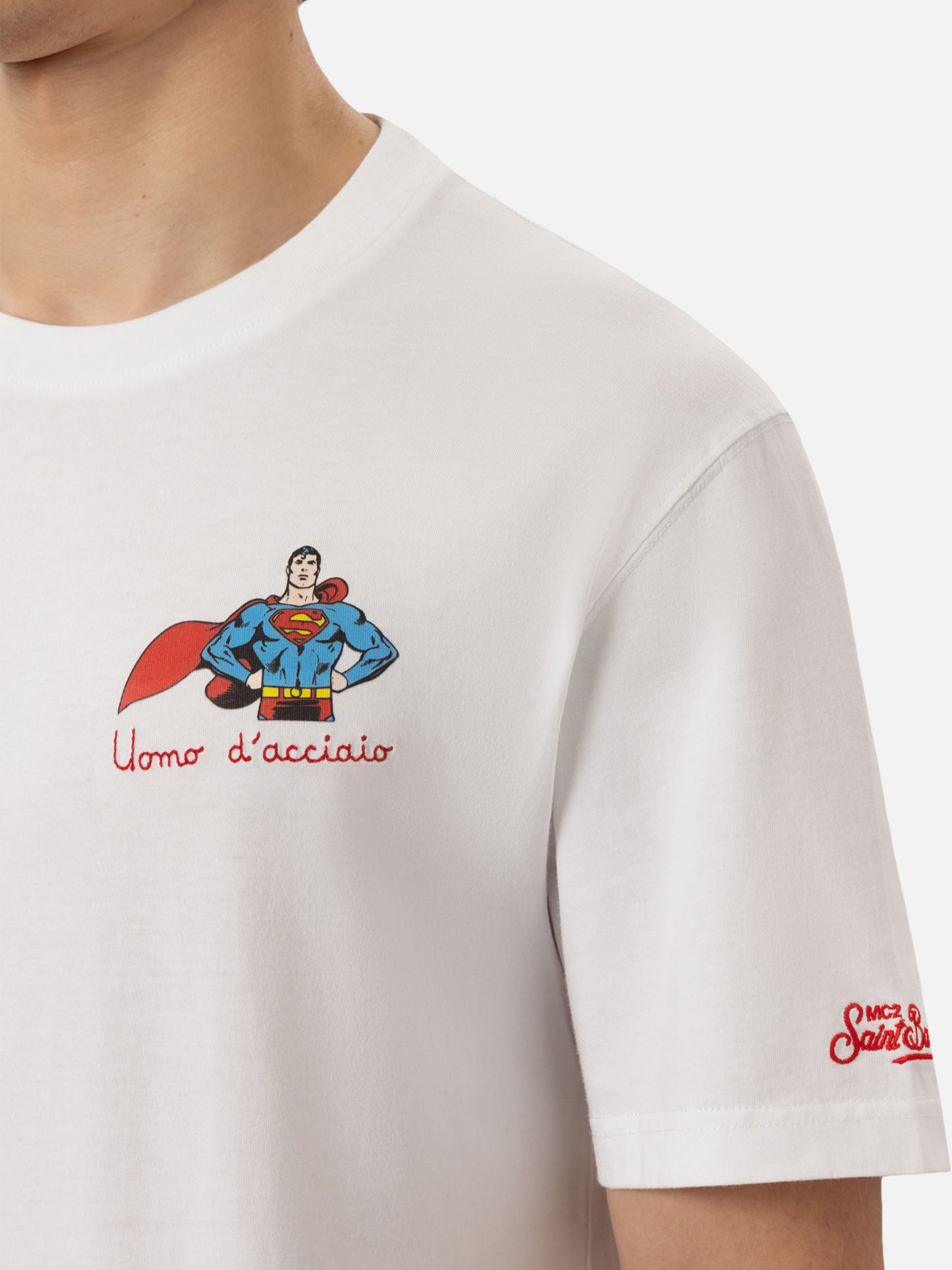 Cotton T-shirt with Uomo d'Acciaio embroidery | SUPERMAN SPECIAL EDITION - MC2 Saint Barth