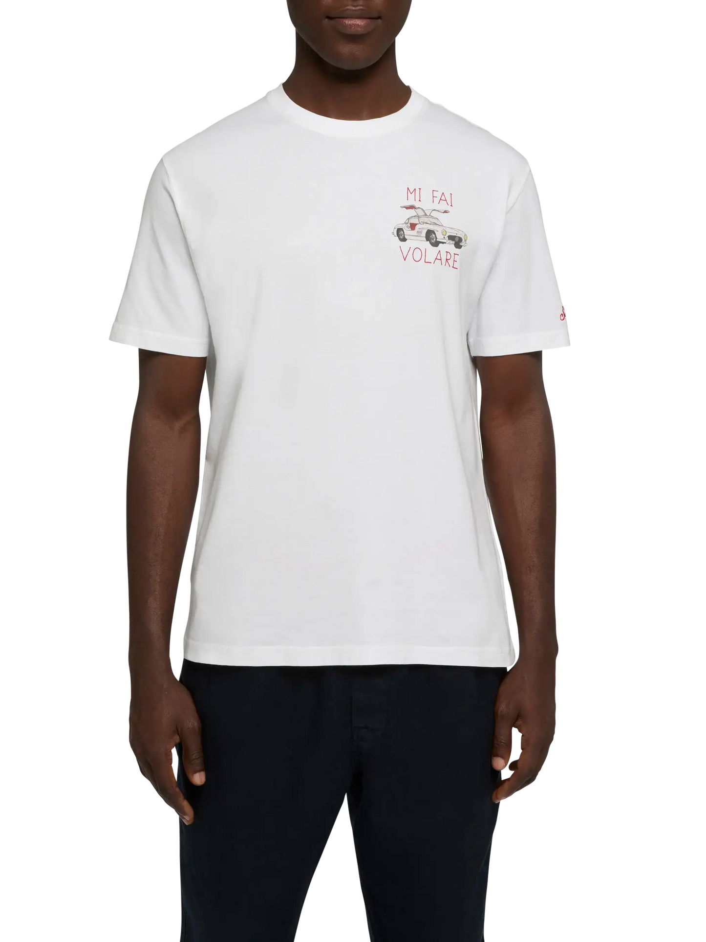 Cotton T-shirt with Mi fai volare embroidery - MC2 Saint Barth