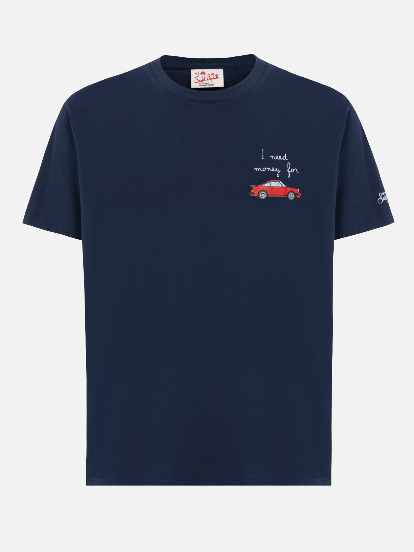Cotton T-shirt with I need money for… embroidery - MC2 Saint Barth