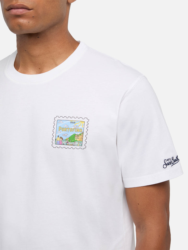 Cotton T-shirt with Portofino postcard print  |ALESSANDRO ENRIQUEZ SPECIAL EDITION