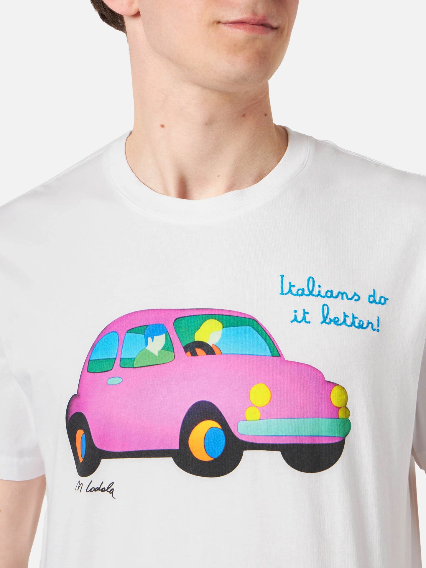 Baumwoll-T-Shirt mit Lodola-Auto-Print | MARCO LODOLA SONDEREDITION
