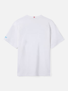 Weißes Herren-T-Shirt aus Baumwolle mit St. Barth Padel Club-Aufdruck