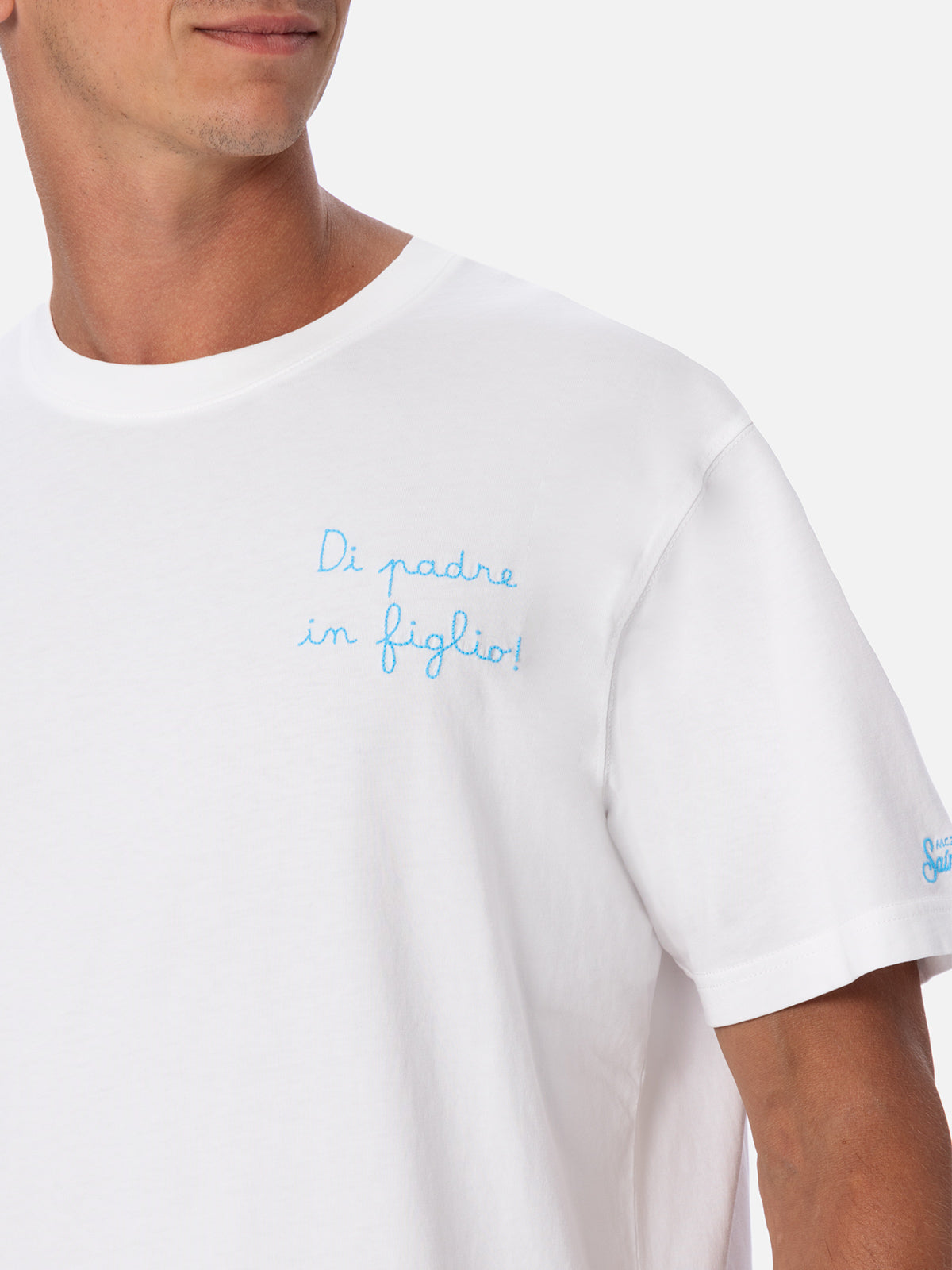 Man cotton t-shirt with Di Padre in Figlio embroidery | SS LAZIO SPECIAL EDITION - MC2 Saint Barth