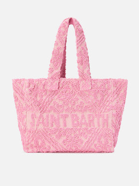 Cotton Tufting bag in pink with raised embroidery