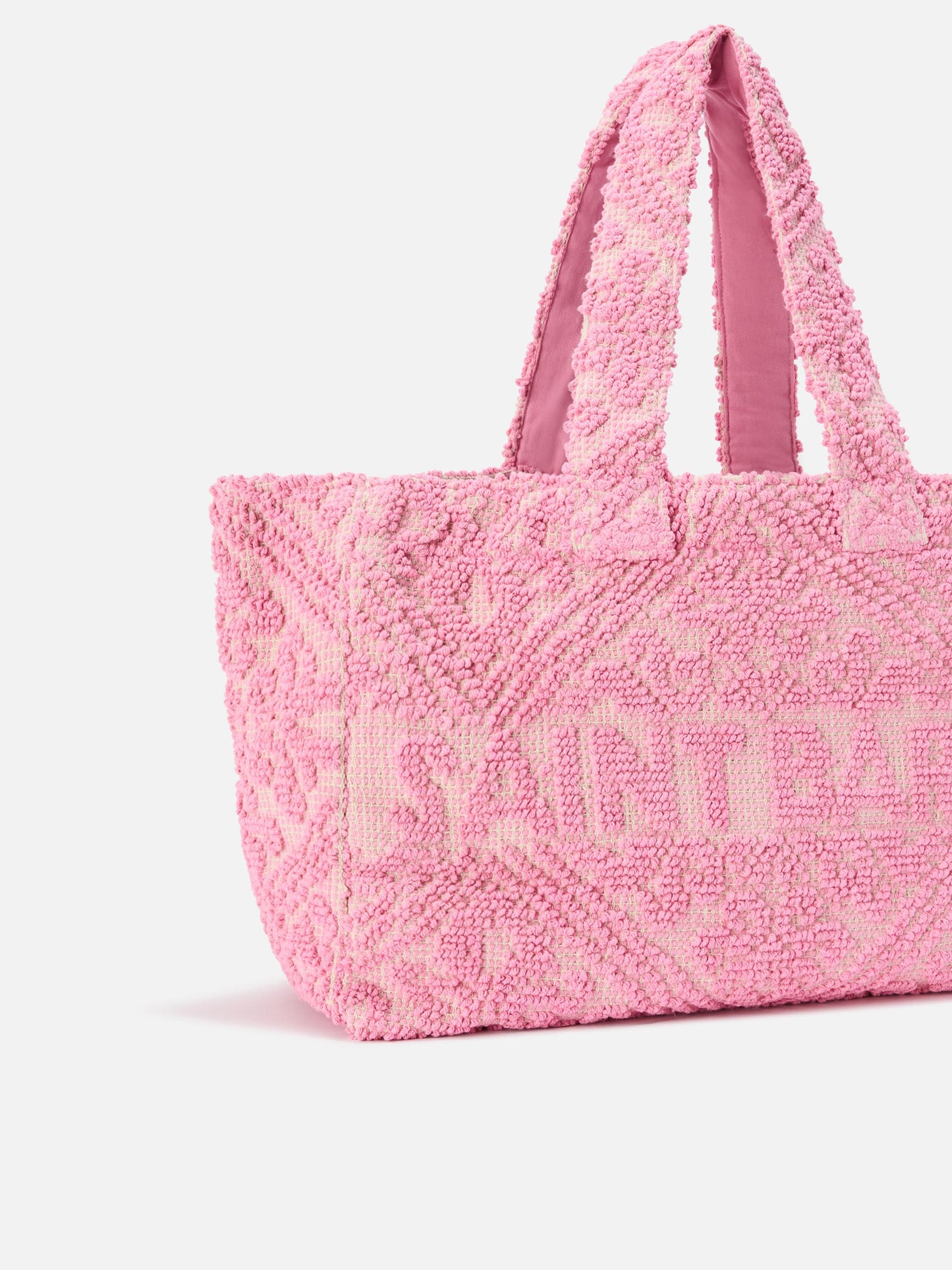 Cotton Tufting bag in pink with raised embroidery