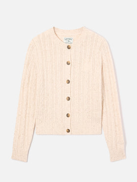 Grain Ursule Donegal wool blend cardigan with cable stitch