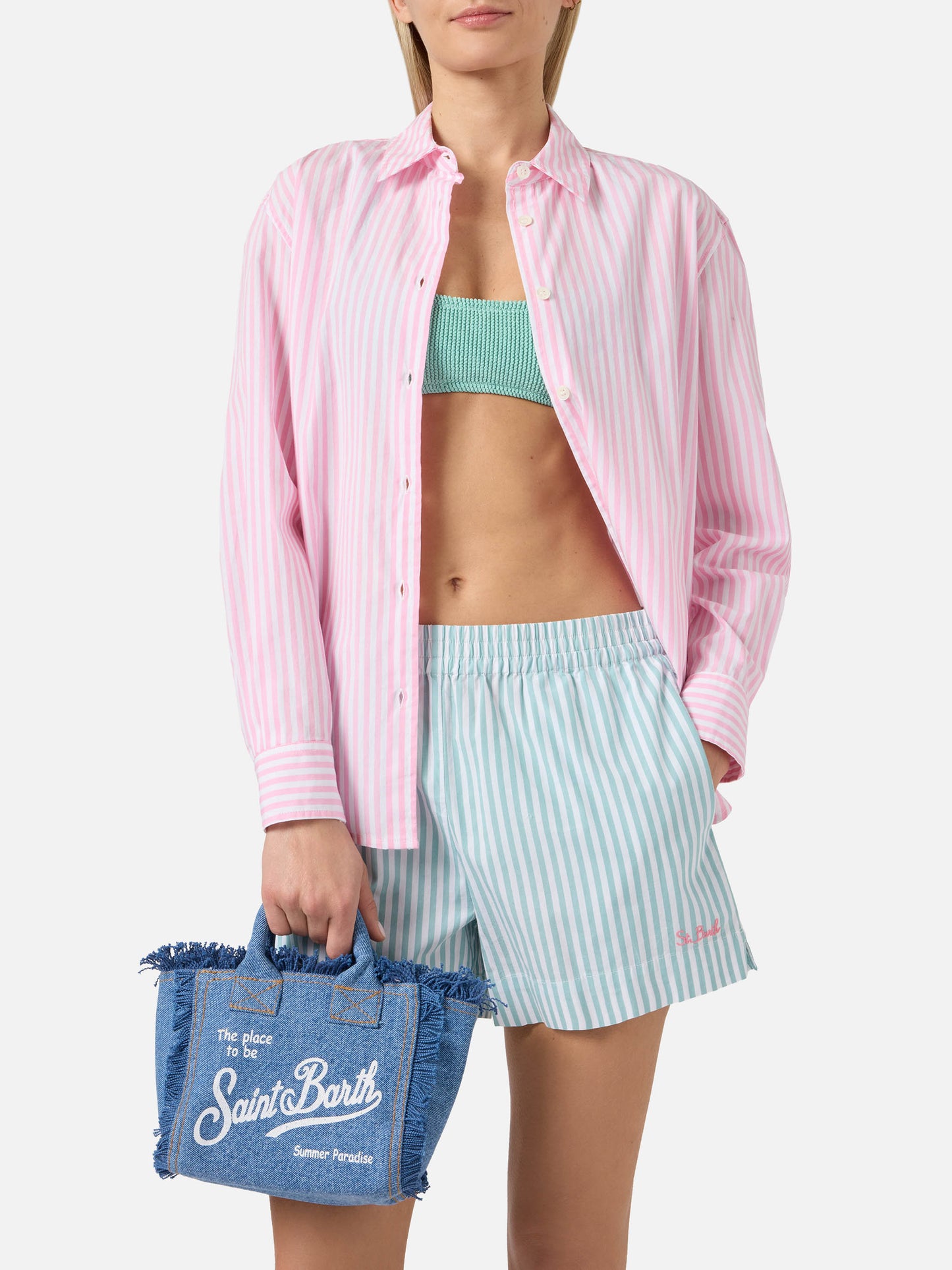 Borsa Vanity mini in denim lavaggio medio