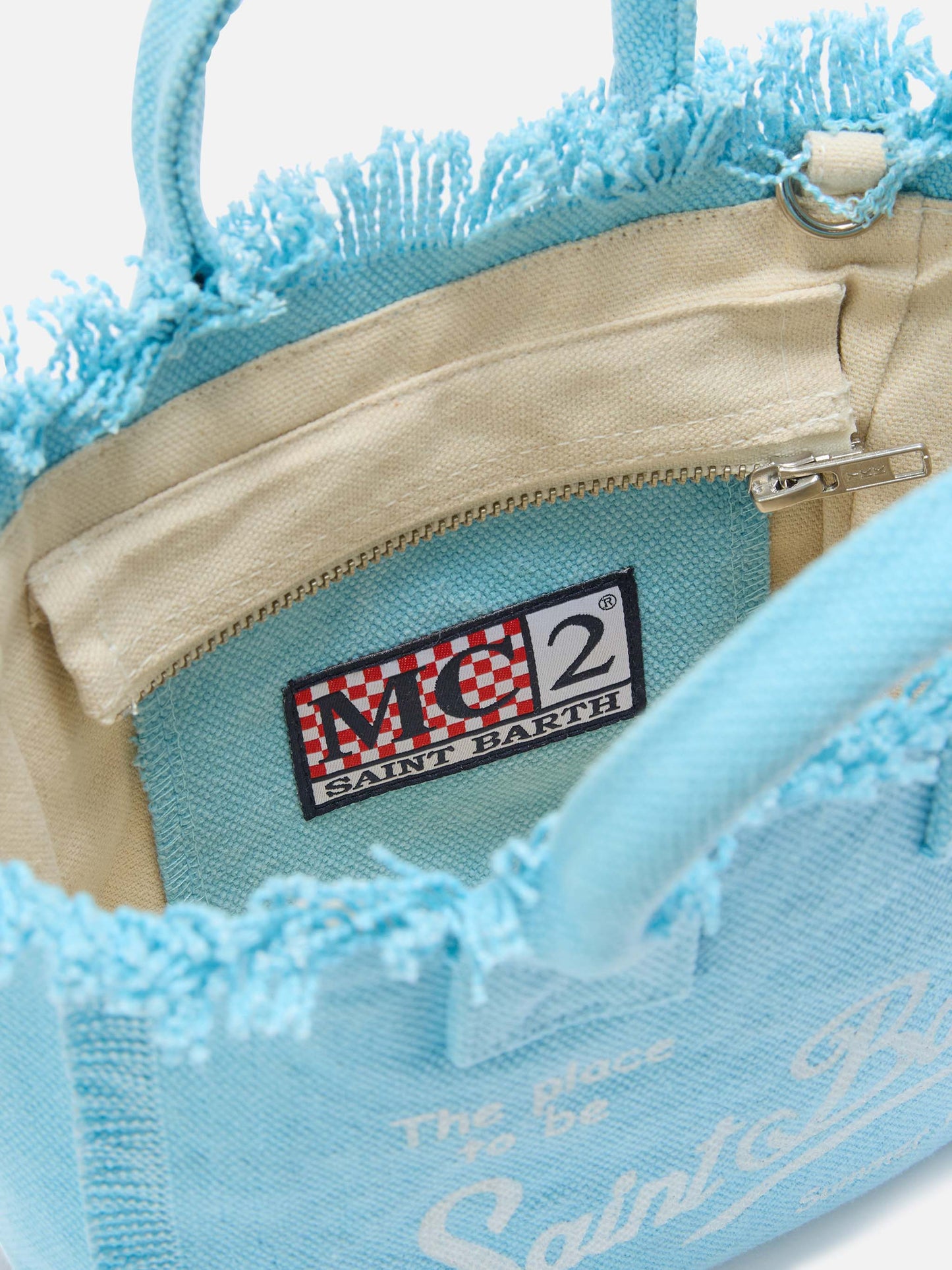 Light blue solid color canvas Vanity mini bag