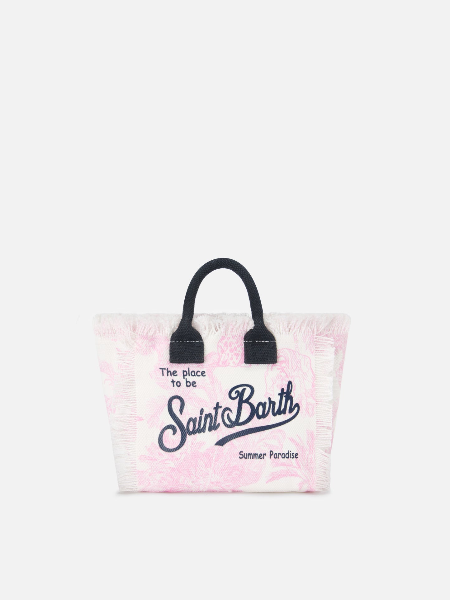 Canvas Vanity mini bag with pink toile de Jouy print
