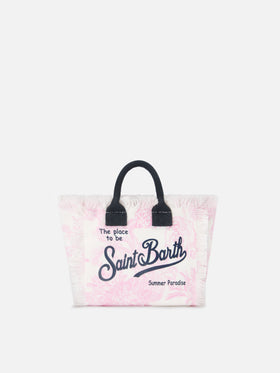 Canvas Vanity mini bag with pink toile de Jouy print