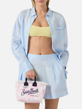 Canvas Vanity mini bag with pink toile de Jouy print