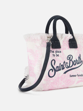 Canvas Vanity mini bag with pink toile de Jouy print