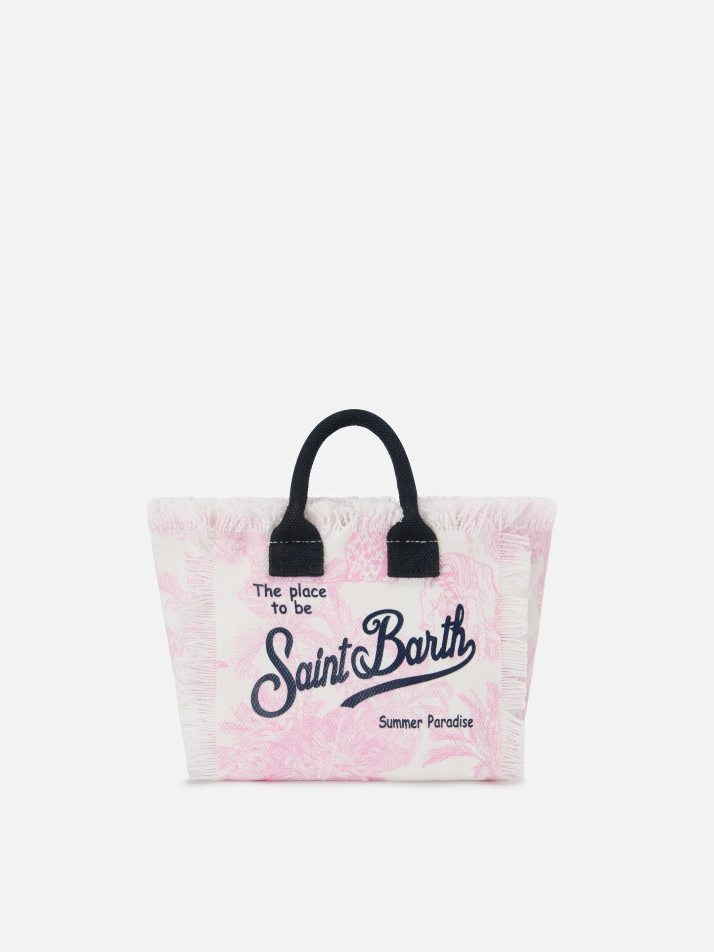 Canvas Vanity mini bag with pink toile de Jouy print