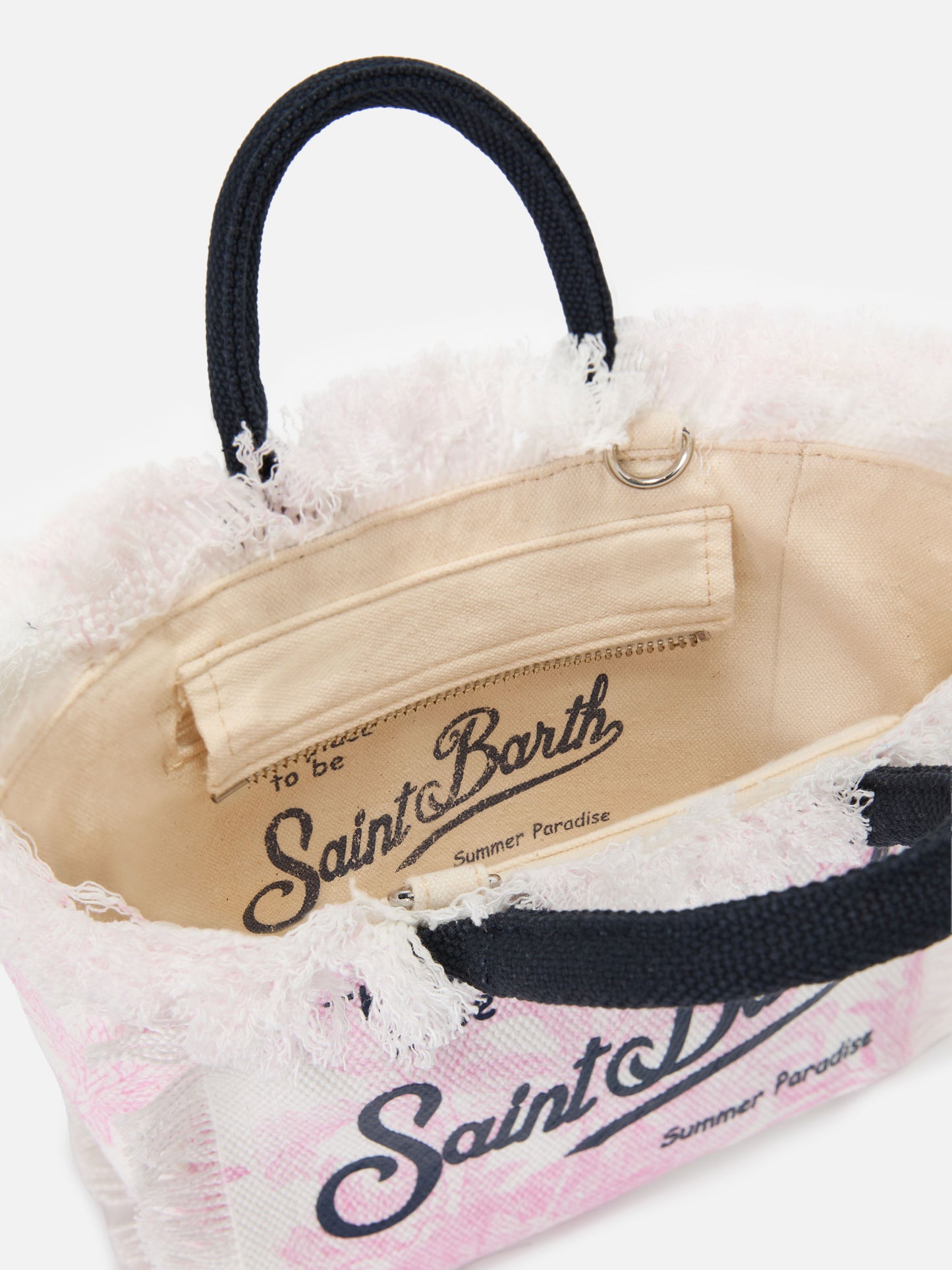 Canvas Vanity mini bag with pink toile de Jouy print