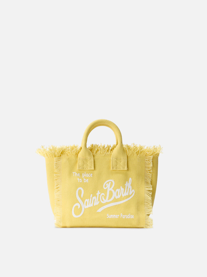 Neceser mini de lona en color liso amarillo claro 