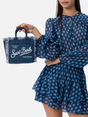 Mini-Kosmetiktasche aus Indigo-Baumwollcanvas