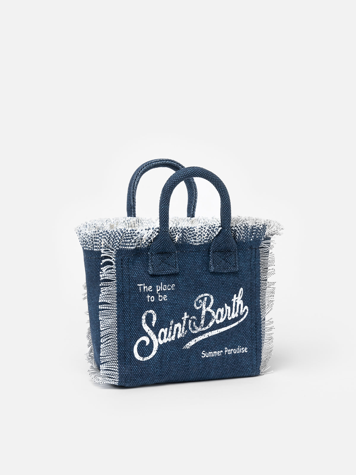 Mini-Kosmetiktasche aus Indigo-Baumwollcanvas