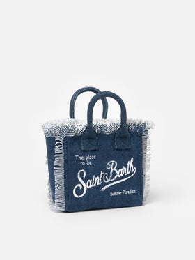 Mini-Kosmetiktasche aus Indigo-Baumwollcanvas