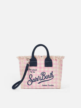 Mini-Kosmetiktasche aus Gingham-Baumwollcanvas