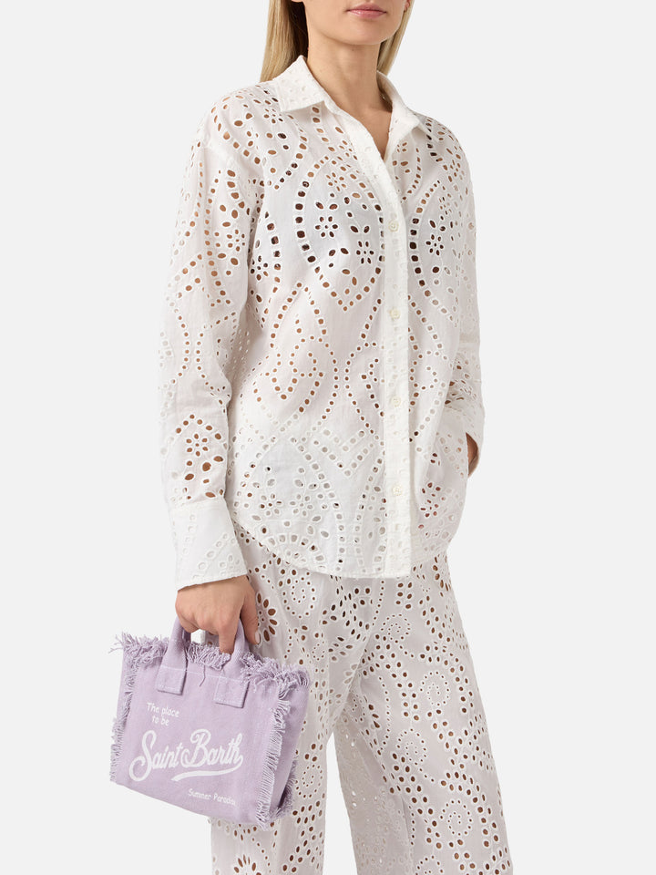 Borsa Vanity mini in canvas lilla tinta unita