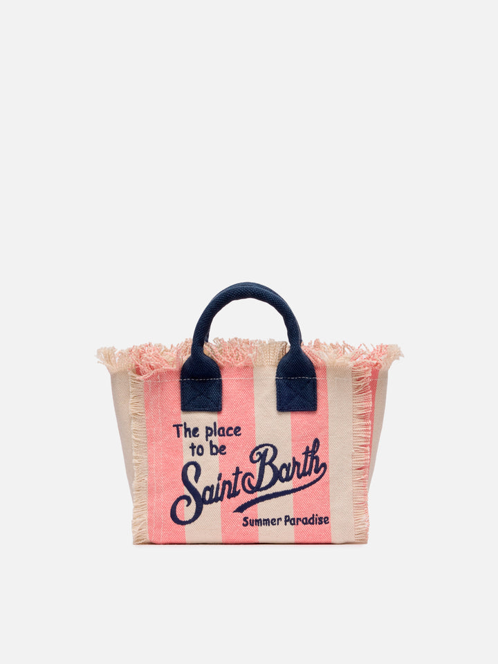 Cotton canvas Mini Vanity bag with striped print